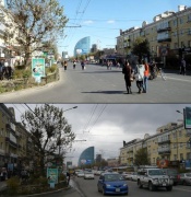 A Béke sugárút (kb. a város főútja)